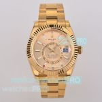 ES Factory 1-1 Replica Rolex Yellow Gold Sky-Dweller World Timer Oyster Watch 42mm 